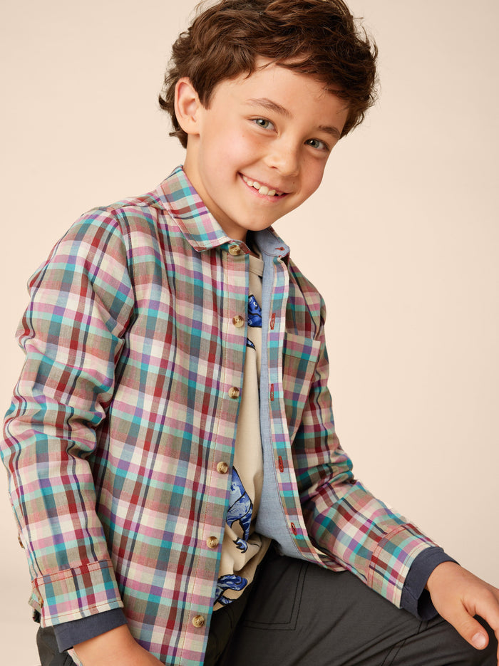 Double Weave Plaid Button Up
