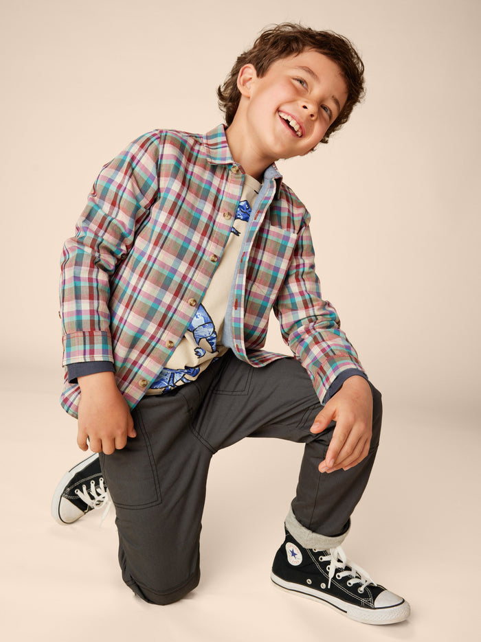 Double Weave Plaid Button Up