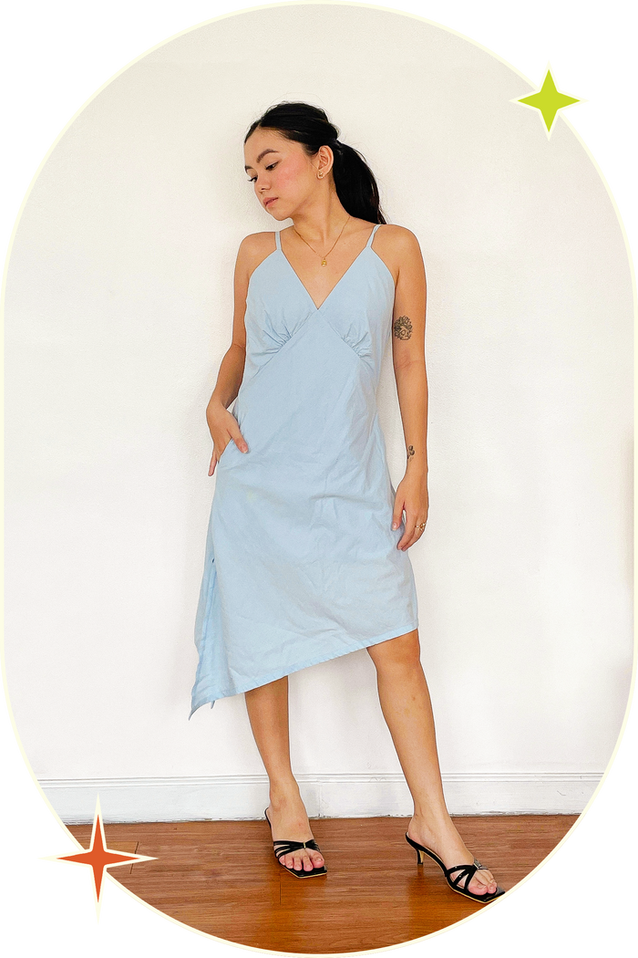 Dream Girl Bias Midi Dress Baby Blue