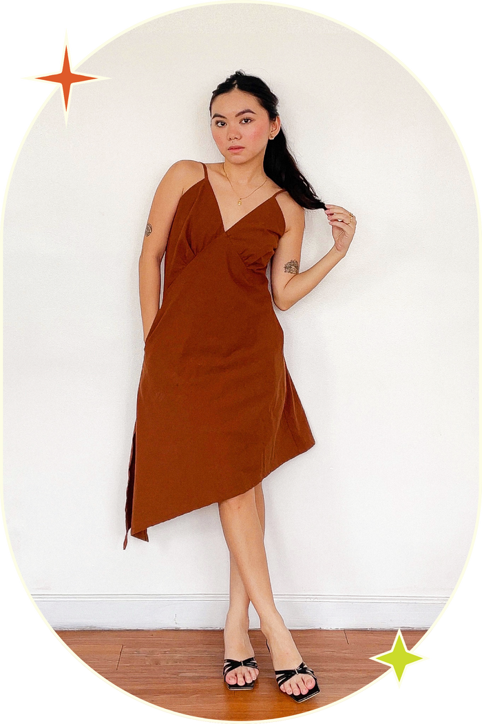 Dream Girl Bias Midi Dress Cocoa