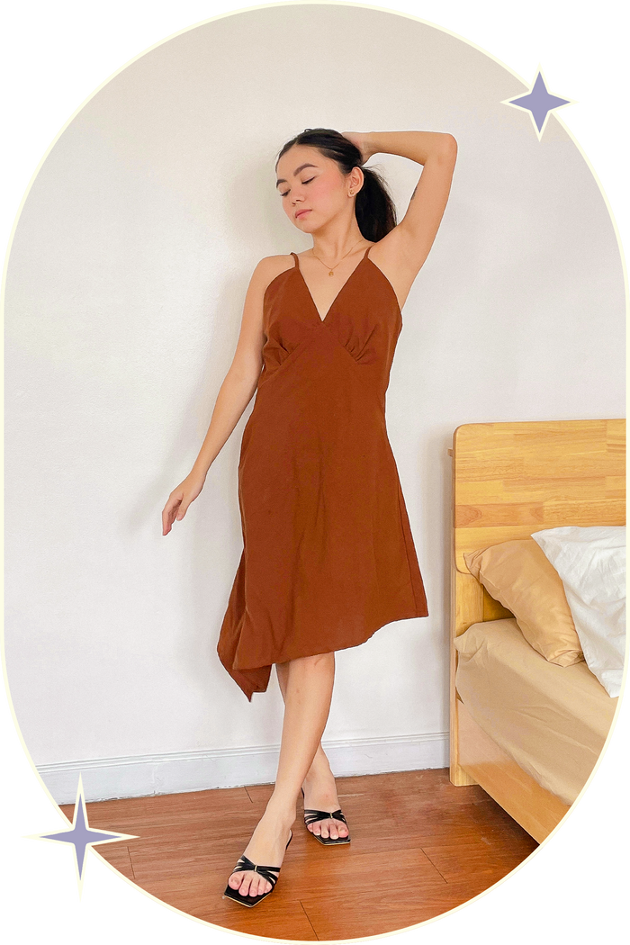 Dream Girl Bias Midi Dress Cocoa