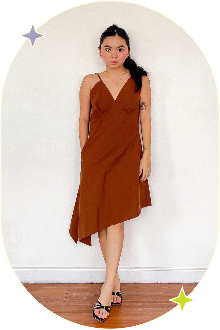 Dream Girl Bias Midi Dress Cocoa