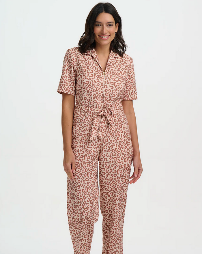 Einteiler, Meredith Boilersuit Classic Leopard, Rosa-Braun