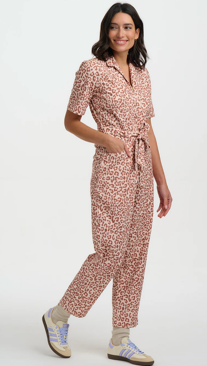 Einteiler, Meredith Boilersuit Classic Leopard, Rosa-Braun