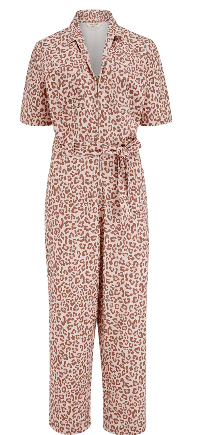 Einteiler, Meredith Boilersuit Classic Leopard, Rosa-Braun