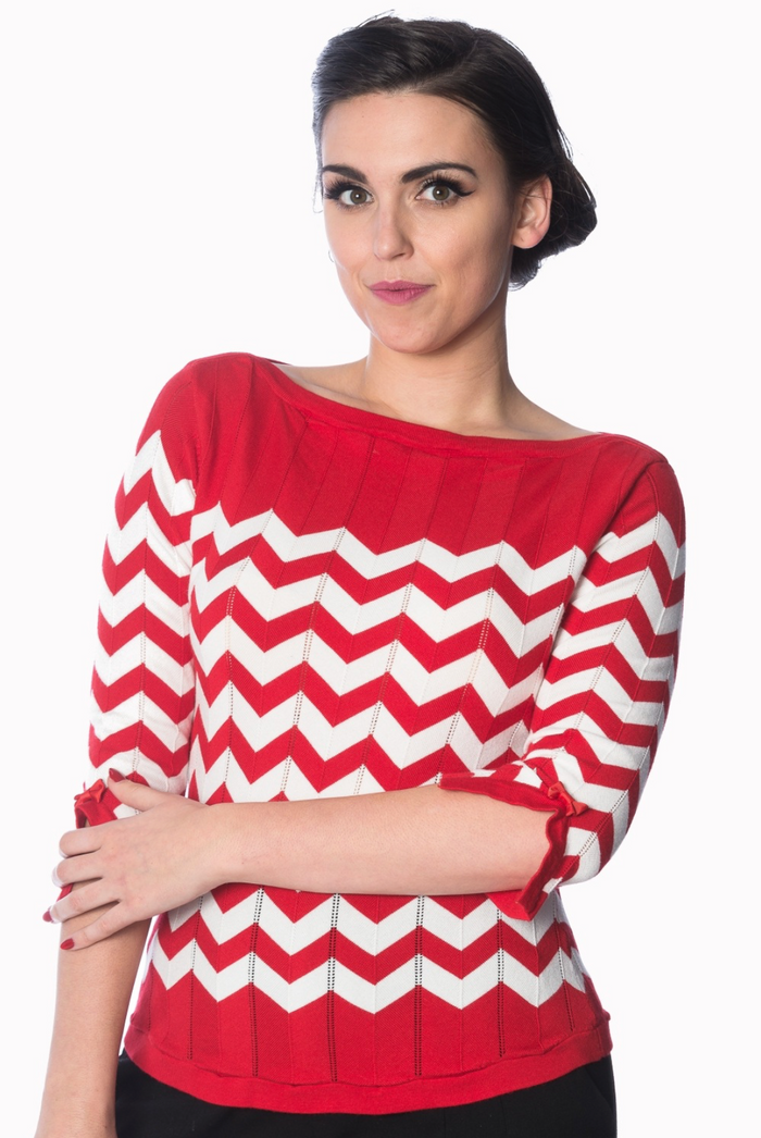 Eleganter Pulli, Red Vaniila mit Zick Zack Muster