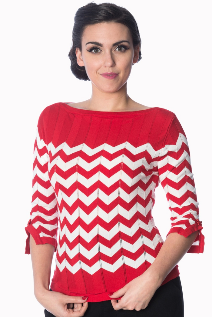 Eleganter Pulli, Red Vaniila mit Zick Zack Muster