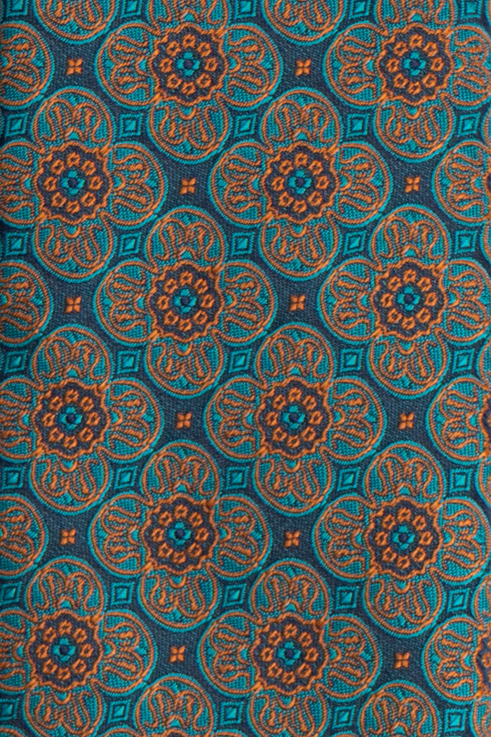 Elliot Turquoise tie with floral pattern, ideal for weddings, parties, and formal occasions.