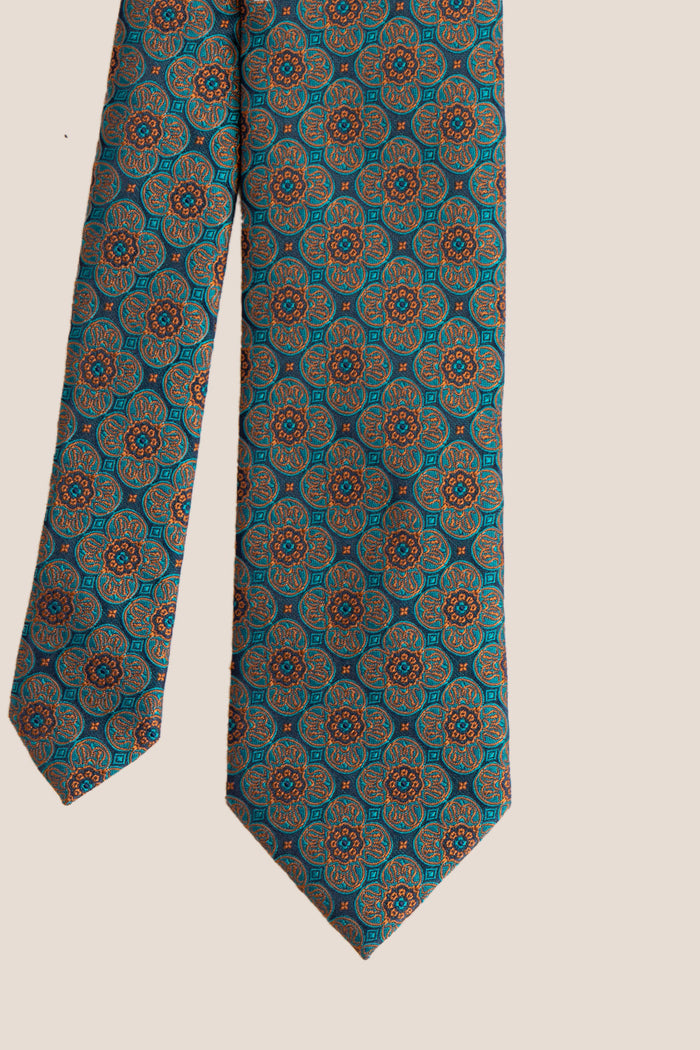Elliot Turquoise tie with floral pattern, ideal for weddings, parties, and formal occasions.