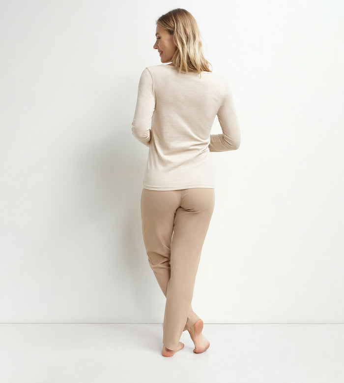Ensemble pyjama femme col Serafino en jersey Marron Dim Cosy Time