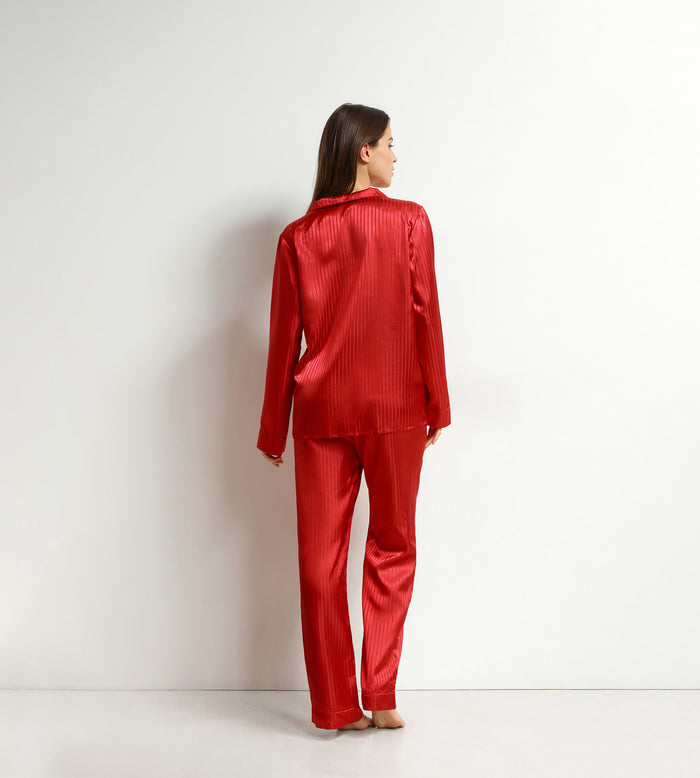 Ensemble pyjama femme pantalon en satin Rouge Dim Don’t Disturb