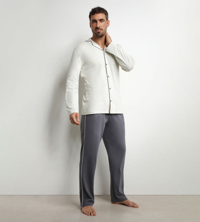 Ensemble pyjama homme pantalon chemise en jersey Gris Foncé Dim Nightwear