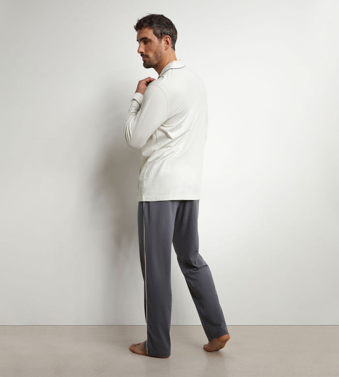 Ensemble pyjama homme pantalon chemise en jersey Gris Foncé Dim Nightwear