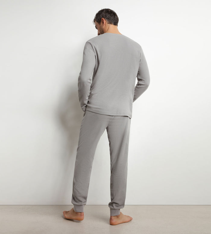 Ensemble pyjama pantalon col serafino en jersey Gris Dim Nightwear