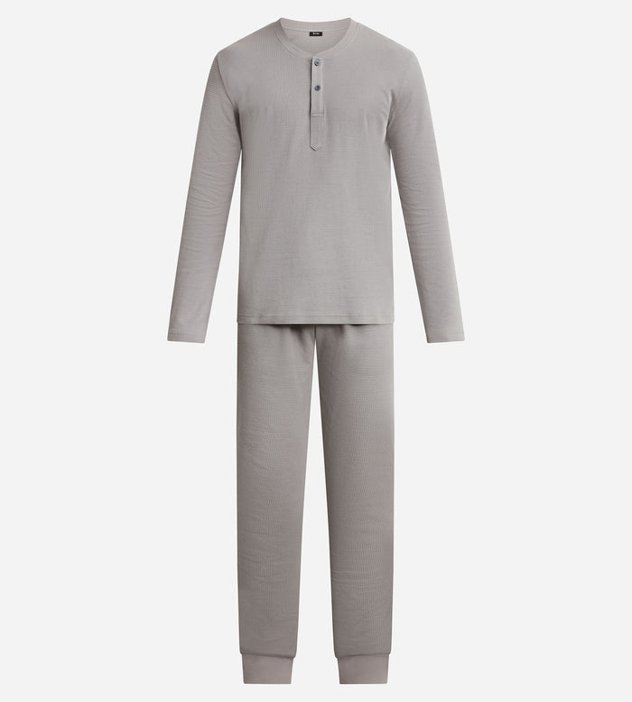 Ensemble pyjama pantalon col serafino en jersey Gris Dim Nightwear
