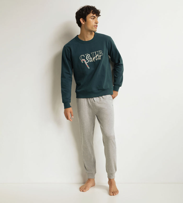 Ensemble pyjama pantalon homme Gris Vert Dim