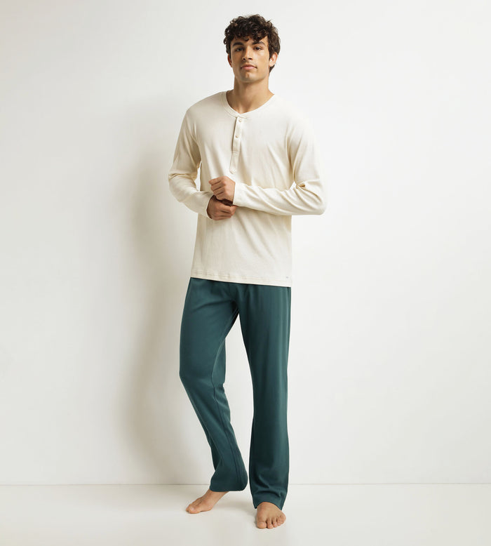 Ensemble pyjama pantalon homme Ivoire Vert Dim