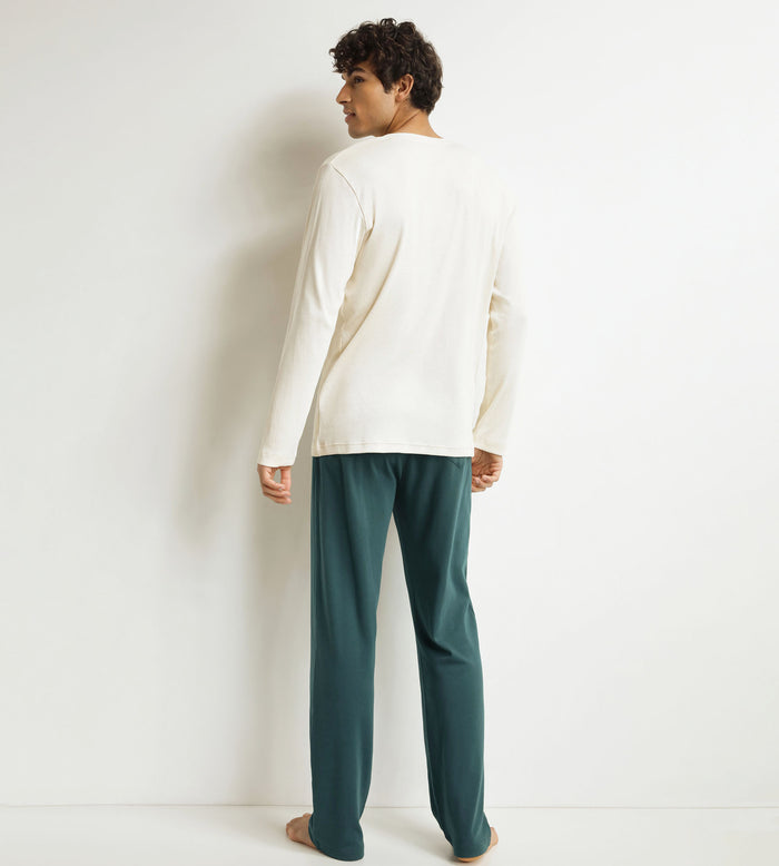Ensemble pyjama pantalon homme Ivoire Vert Dim