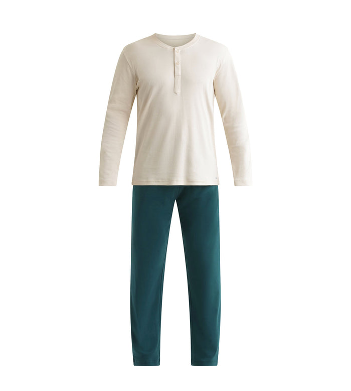 Ensemble pyjama pantalon homme Ivoire Vert Dim