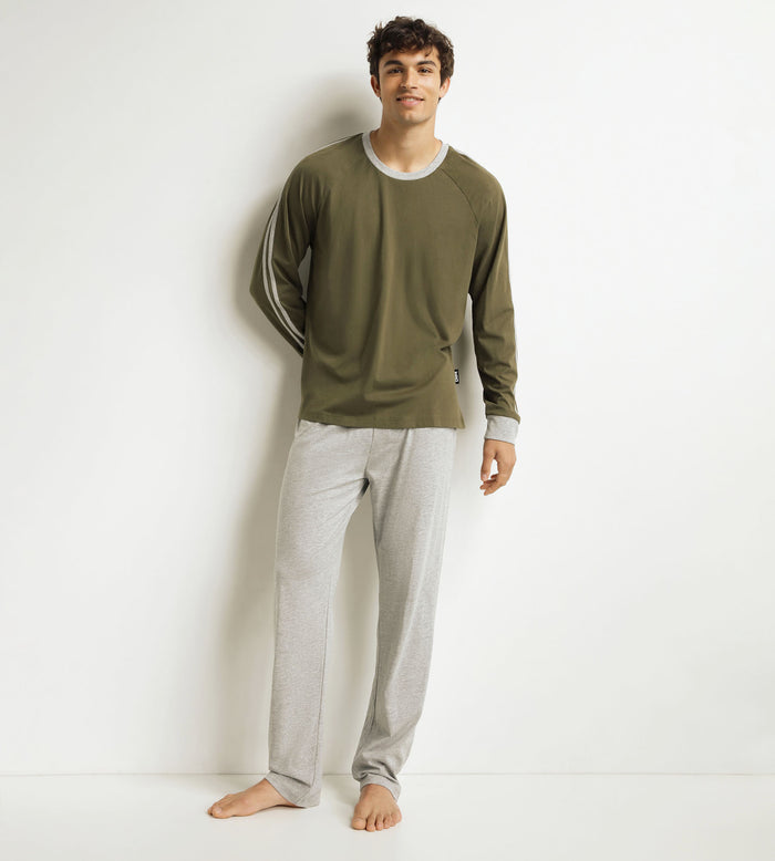 Ensemble pyjama pantalon homme militaire Dim Jersey