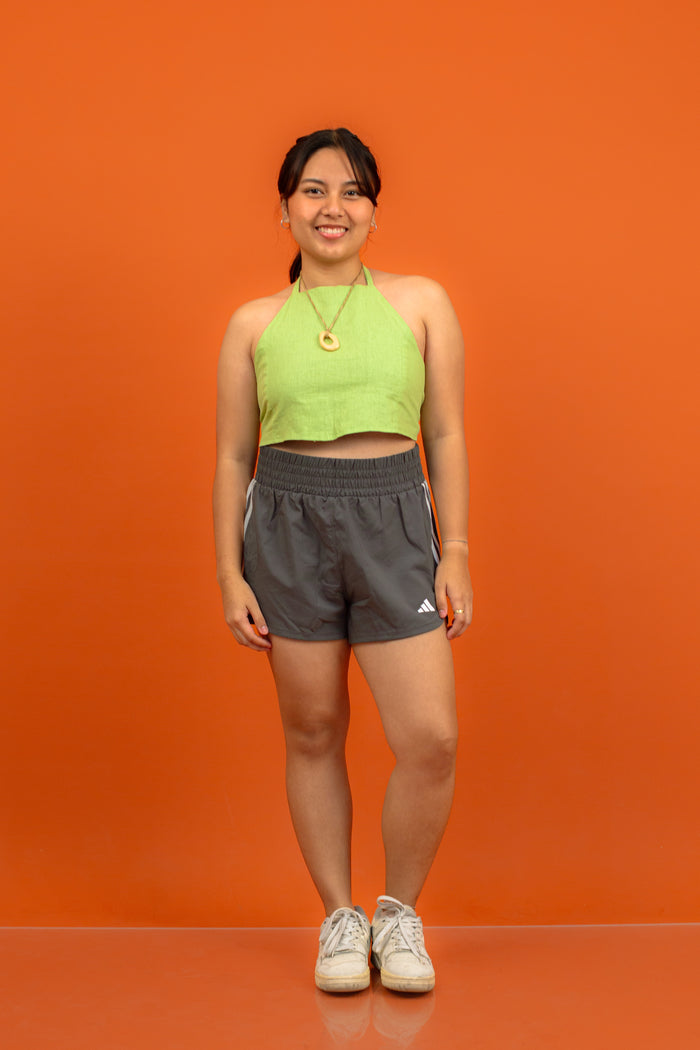 Fan Yourself Reversible Halter Top (Green & Gingham)