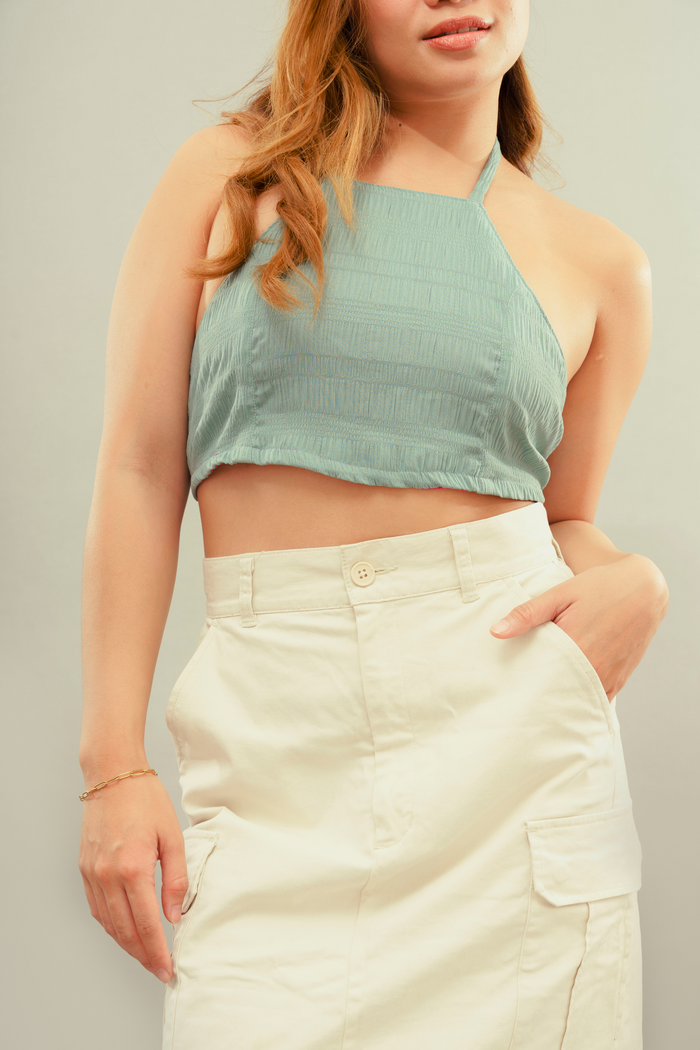 Fan Yourself Reversible Halter Top (Pink and Blue)