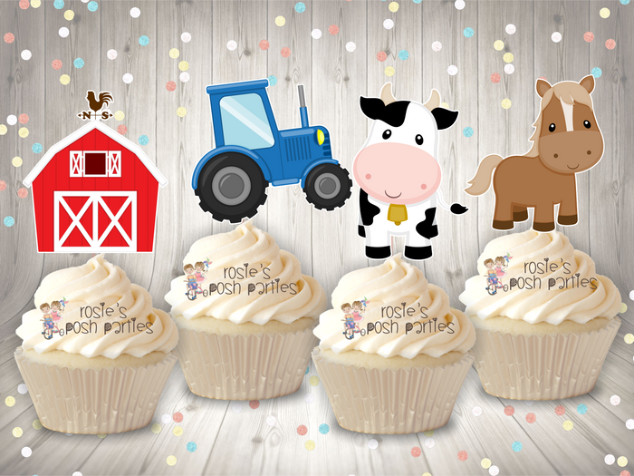 Farm Theme Birthday Baby Shower Cupcake Topper SET OF 12
