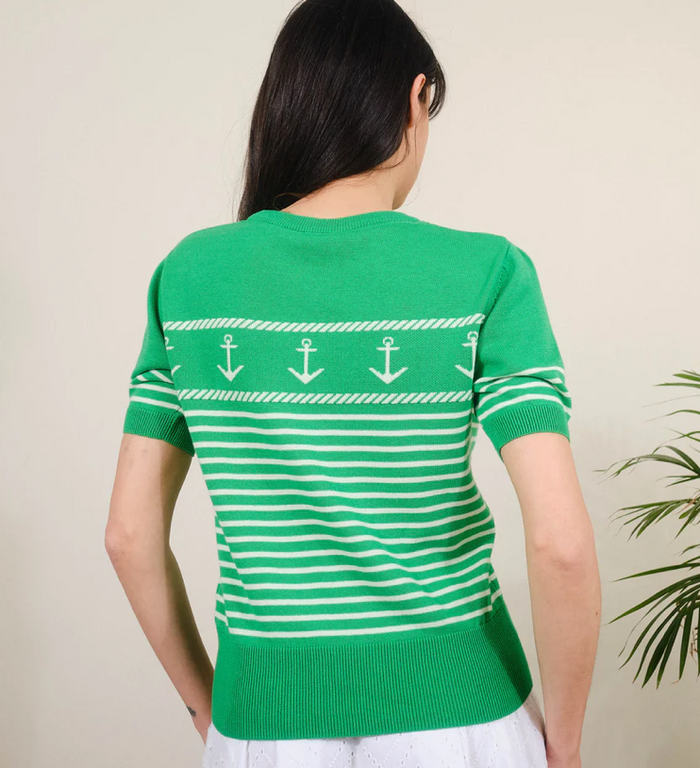 Feinstrick-Pulli Anchor Jacquard, Bio Baumwolle, Grün