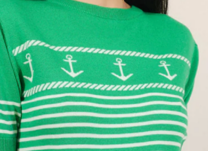 Feinstrick-Pulli Anchor Jacquard, Bio Baumwolle, Grün