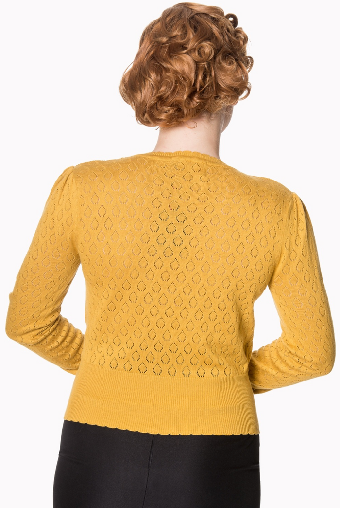 Feinstrick-Pulli Basic Instinct mit Lochmuster, Senf