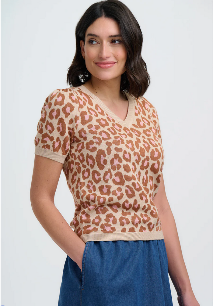 Feinstrick-Pulli Gayna Oatmeal, Natural Leopard