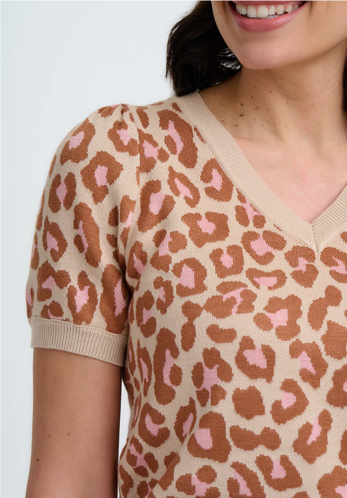Feinstrick-Pulli Gayna Oatmeal, Natural Leopard