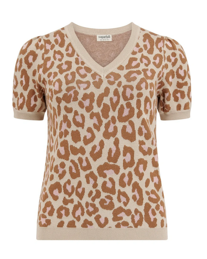 Feinstrick-Pulli Gayna Oatmeal, Natural Leopard