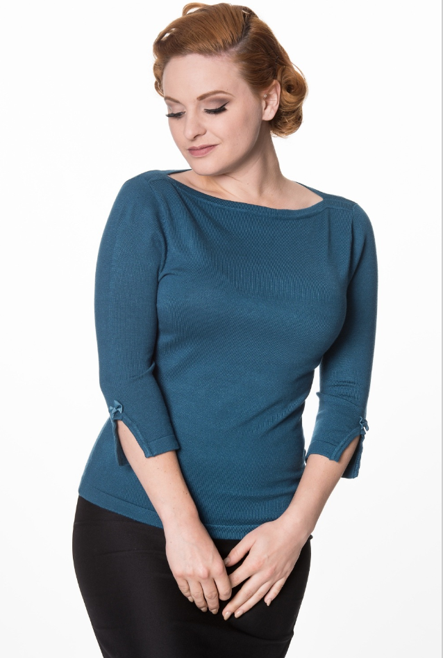 Feinstrick-Pullover Addicted, Petrolblau