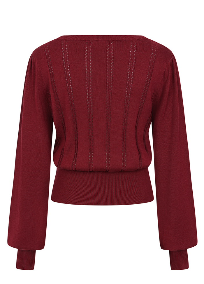 Feinstrick-Pullover Angel Pointelle Burgundy