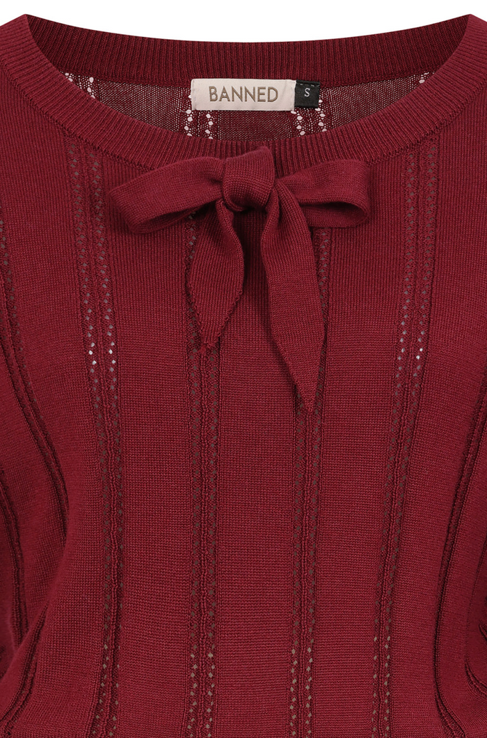 Feinstrick-Pullover Angel Pointelle Burgundy
