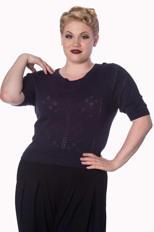 Feinstrickpulli Tear Drop, Navy, Plus Size