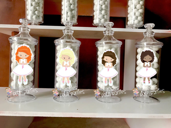 First Communion Girl Apothecary Jar Favors