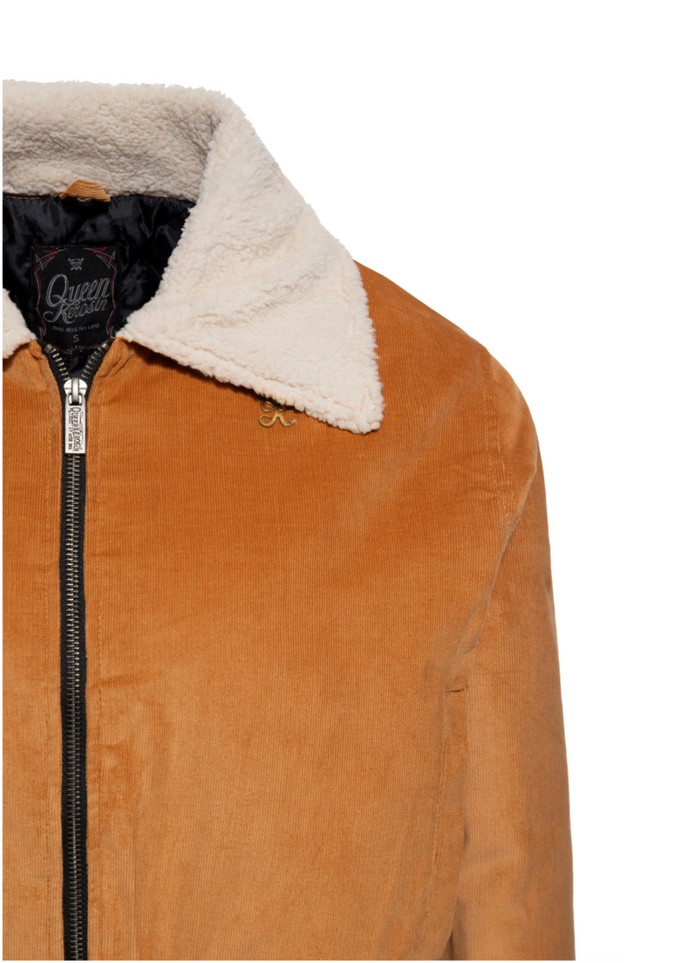 Fliegerjacke aus Cord, Senfbraun