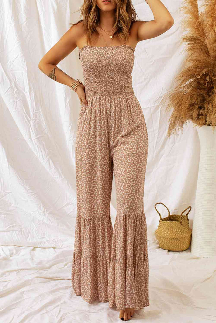 Floral Smocked Wide-Leg Garden Jumpsuit