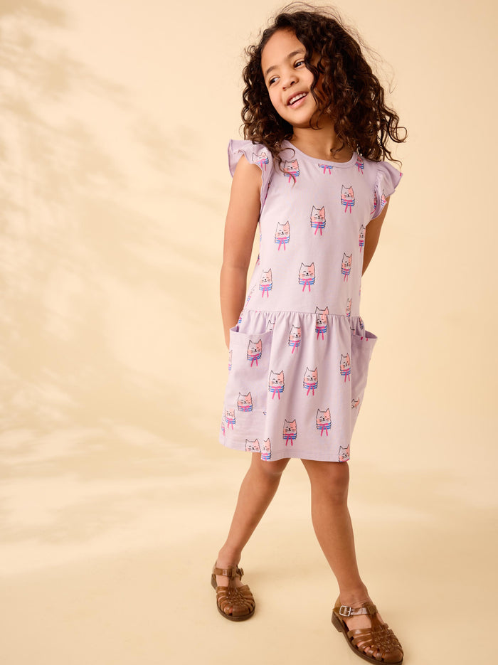 Flutter Sleeve Pocket Dress