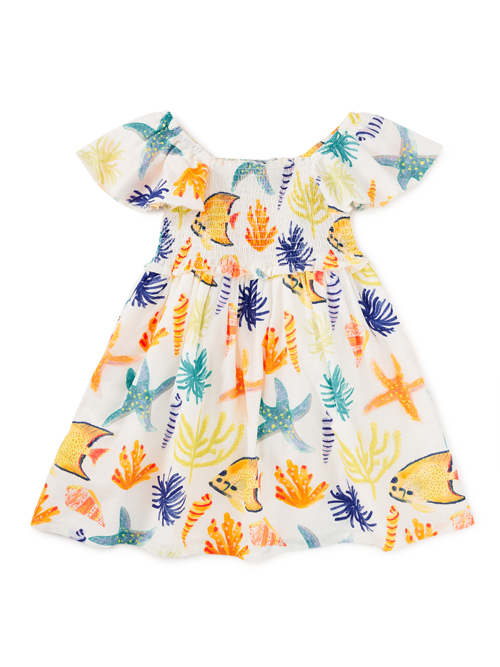 Flutter Sleeve Smocked Dress