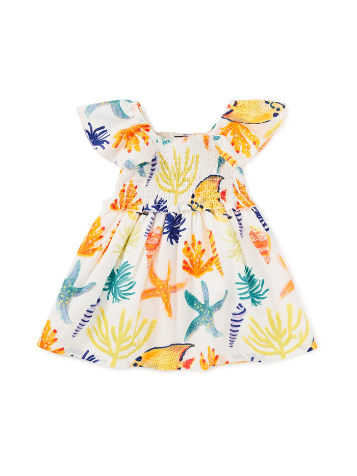 Flutter Sleeve Smocked Dress