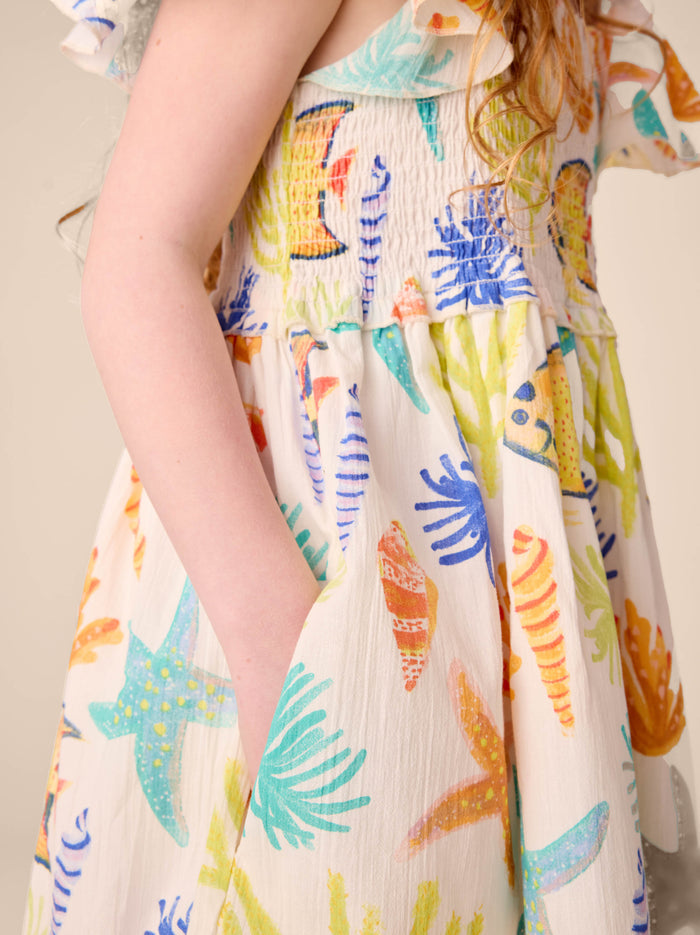 Flutter Sleeve Smocked Dress