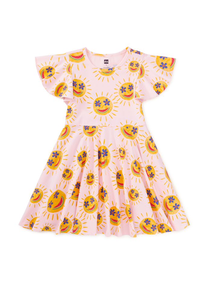 Flutter Sleeve Twirl Dress