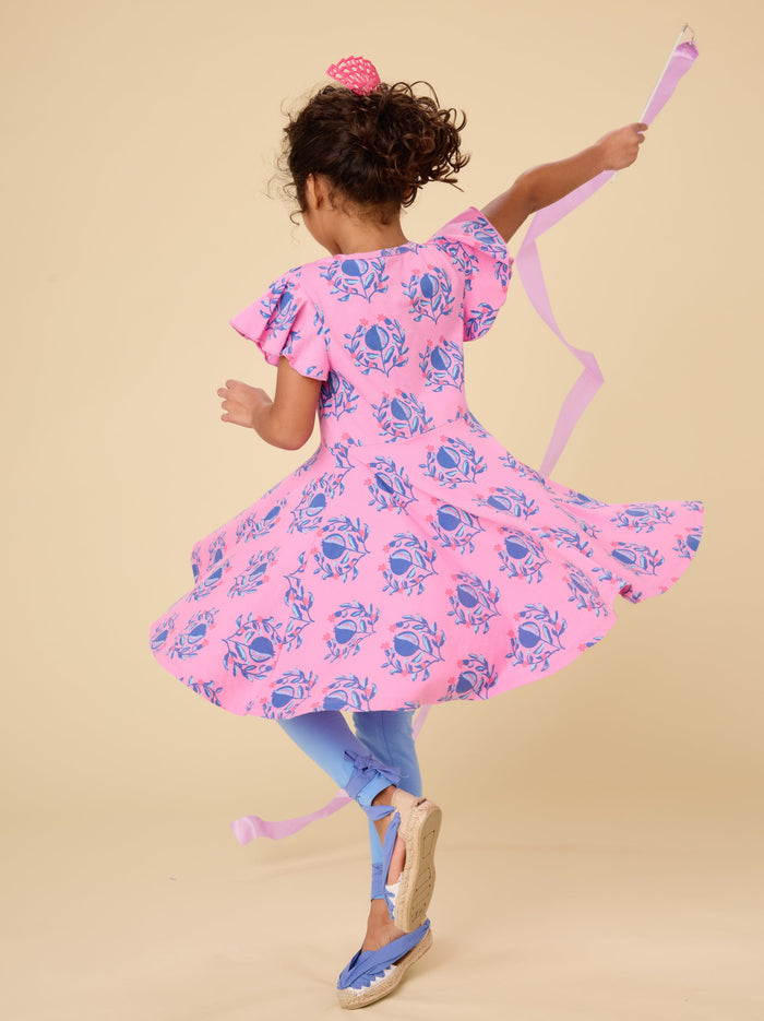 Flutter Sleeve Twirl Dress