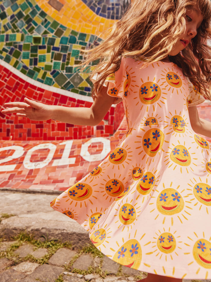 Flutter Sleeve Twirl Dress