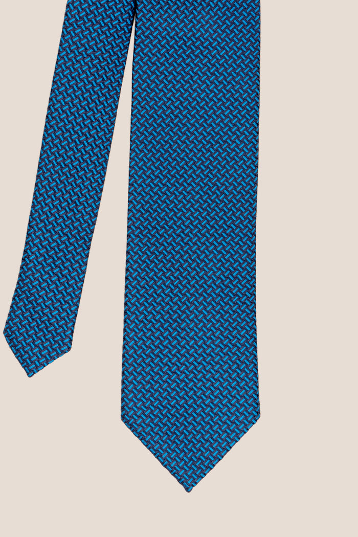 Gabe Navy tie with geometric pattern, ideal for weddings and special occasions.