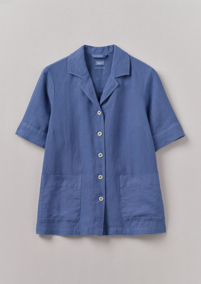 Garment Dyed Linen Boxy Shirt | Cornflower