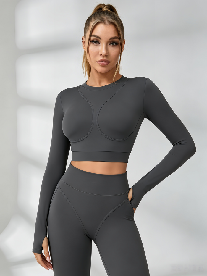 Gather-breasts Thumbhole Long Sleeves